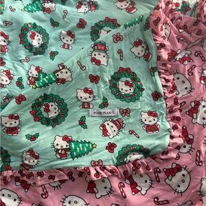 Posh Peanut Hello Kitty Holiday Blanket - Green and Pink